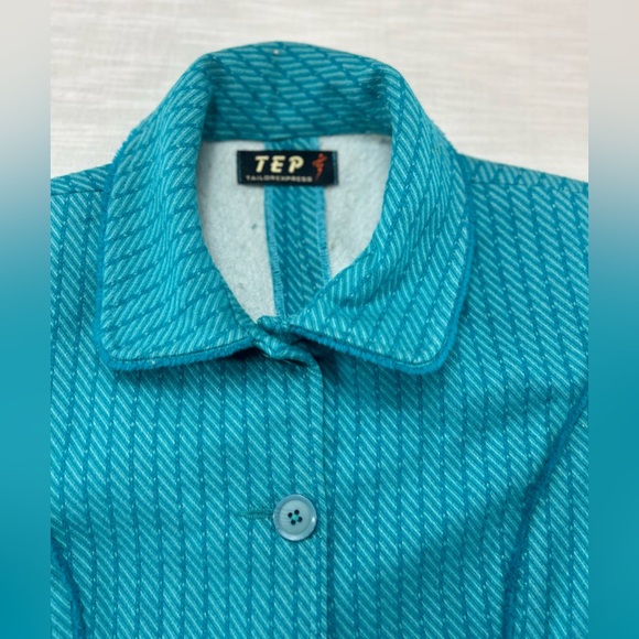 Tep‎ Blue/Aqua Tweed Collared Blazer Jacket Size Small - Picture 2 of 5